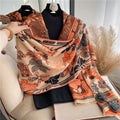 Korean Fashion Floral Luxury Scarf Cashmere Shawl Winter Thick Warm Designer Brand Floral Cashmere Scarf Women