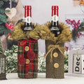 Wholesale OEM Brand Polyester Plaid Plush Wine Bottle Cover Gift Bag Made Zhejiang China Christmas Gifts Decorations Supplies