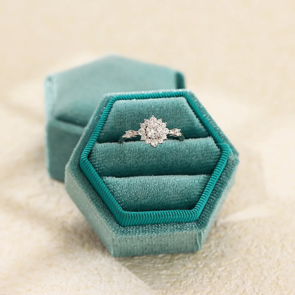 Europe and America Fine Jewelry 925 Sterling Silver Wedding Rings Flower Pattern Zircon Handmade Engagement Rings for Women