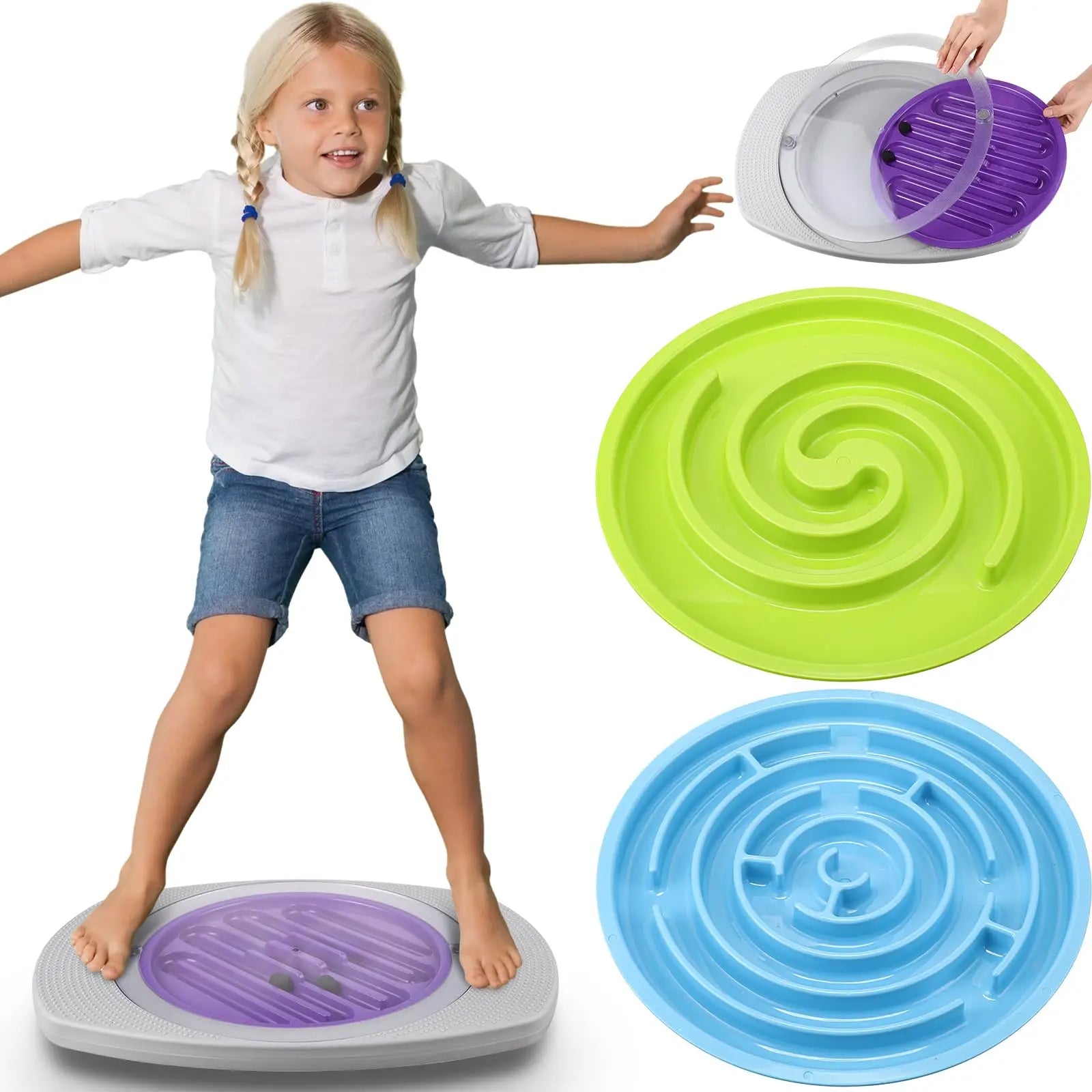 LIYOU Labyrinth Balance Board Labyrinth Disks Plastic Rocker Maze 2 Beads Wobble Disk Non-Slip Surface for Comprehensive Fitness