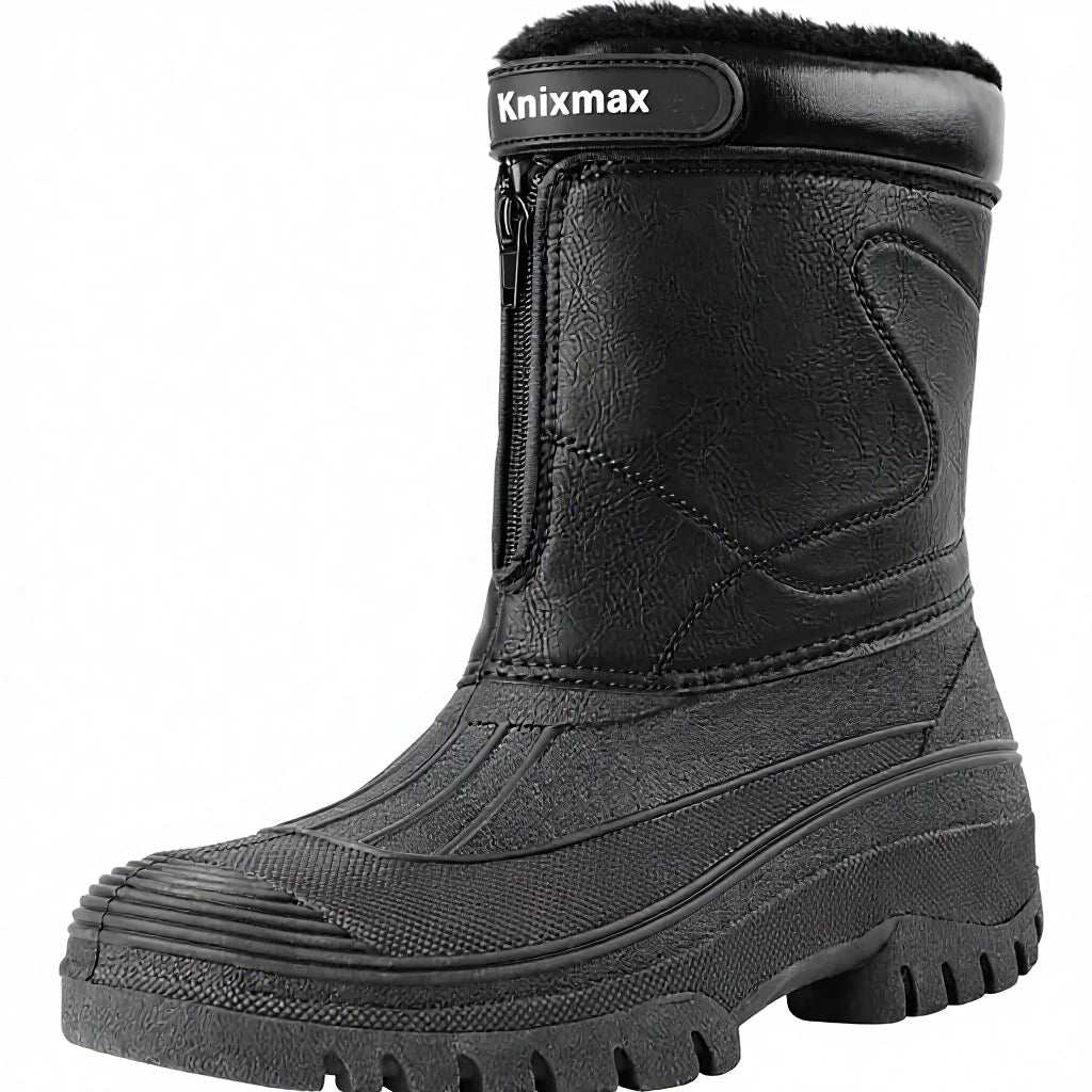 Knixmax Men's Winter Snow Boots Warm Waterproof Fleece Lined with Slip-Resistant Soles for Winter Season