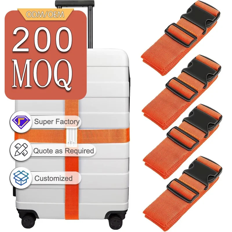Custom Sublimated Print Logo Travel Case Elastic Cross with Plastic TSA Lock Buckle Suitcase Adjustable Belt Luggage Strap