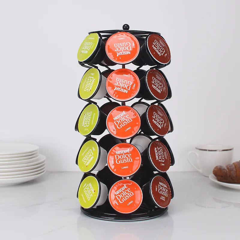 2024 New Gift Kitchen Espresso Coffee Capsule Holder k Cup Coffee Pod Organizer Holder Rack Rotatable