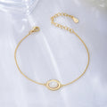 Fulsun Simple Sterling Silver 14k Gold Plated Chain Bracelets Natural Oval White Shell Trendy Gift for Women Party Occasions