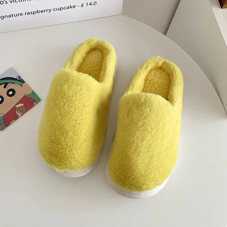 MIO Winter New Indoor Slipper Faux Fur Fluffy Thick Rubber Sole Home Slippers Cozy Warm Anti-slip Plush Slipper for Women