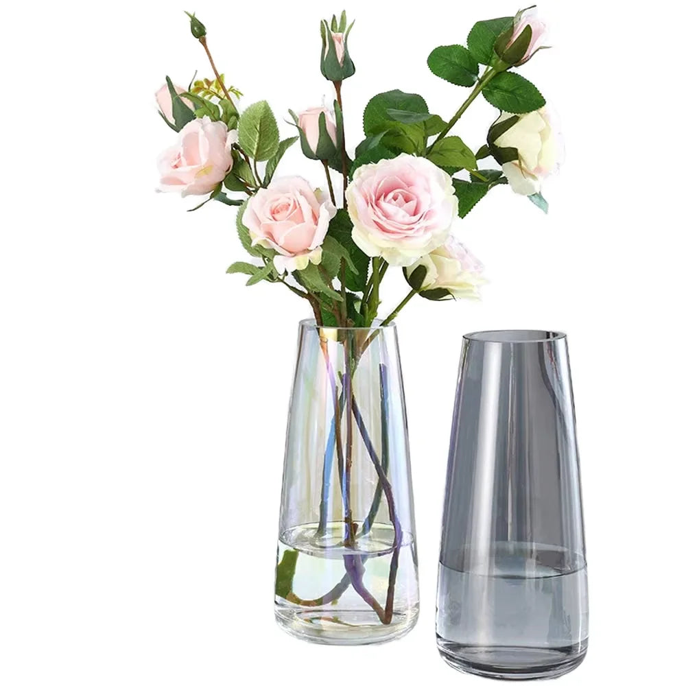 Modern Ins Boho Elegant Iridescent Eco-Friendly Handmade Glass Vase for Indoor Home Decor Wedding Tabletop Use Mouth Blown