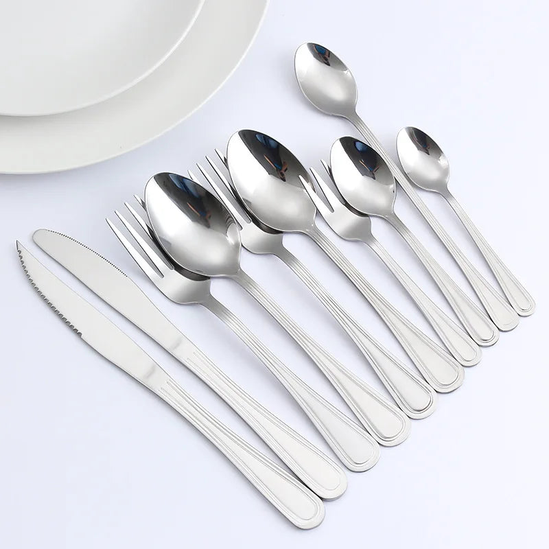 LOW MOQ Hotel Cutlery Set Stainless Steel Gold Spoon Restaurant Utensil Talheres Wedding Cutlery