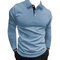 RNSHANGER Spring Autumn Solid Color Long Sleeve Polo Shirts Man  Casual Loose Button Pullovers Vintage All-match Tops