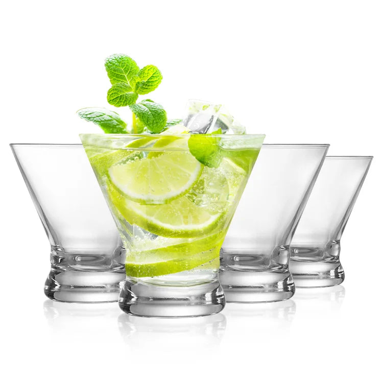 Wholesale Crystal Bar Glassware Elegant Coupe Clear Gift Glass Dessert Cups Italian Cocktail Stemless Martini Glasses Set of 4