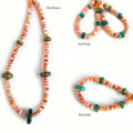 Turquoise Necklace and Spiny Oyster Shell Copper 925 Sterling Sliver Jewelry Set