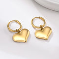 Stainless Steel Dangling Gold Plated 18k Heart Shaped Huggie Hoop Earring Jewelry for Women