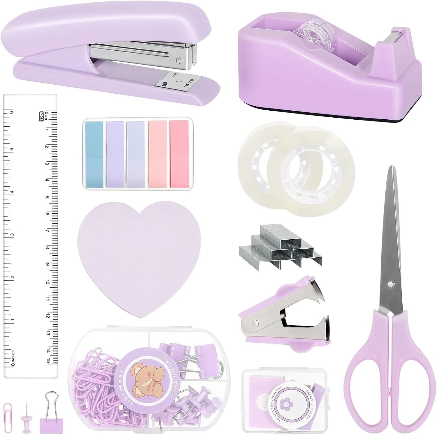 Wholesale 12-in-1 Ultimate Purple Office Stationery Set Multifunctional Desk Organizer Stapler Cross-Border Suture Scissors Gift