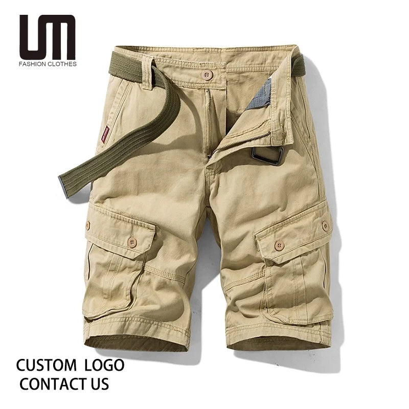 Liu Ming Customized Logo Wholesale Summer Casual Cotton Baggy Multi Pocket Plus Size Cargo Shorts for Men