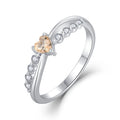 925 Sterling Silver Heart Champagne Zircon Ring Rhodium Plated Classic Design Fine Jewelry Engagement Wedding Party Women's