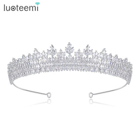 LUOTEEMI Bridal Hair Jewelry Hairband Woman Accessories Wedding Party Korean Style Luxury Flower Crown Tiara