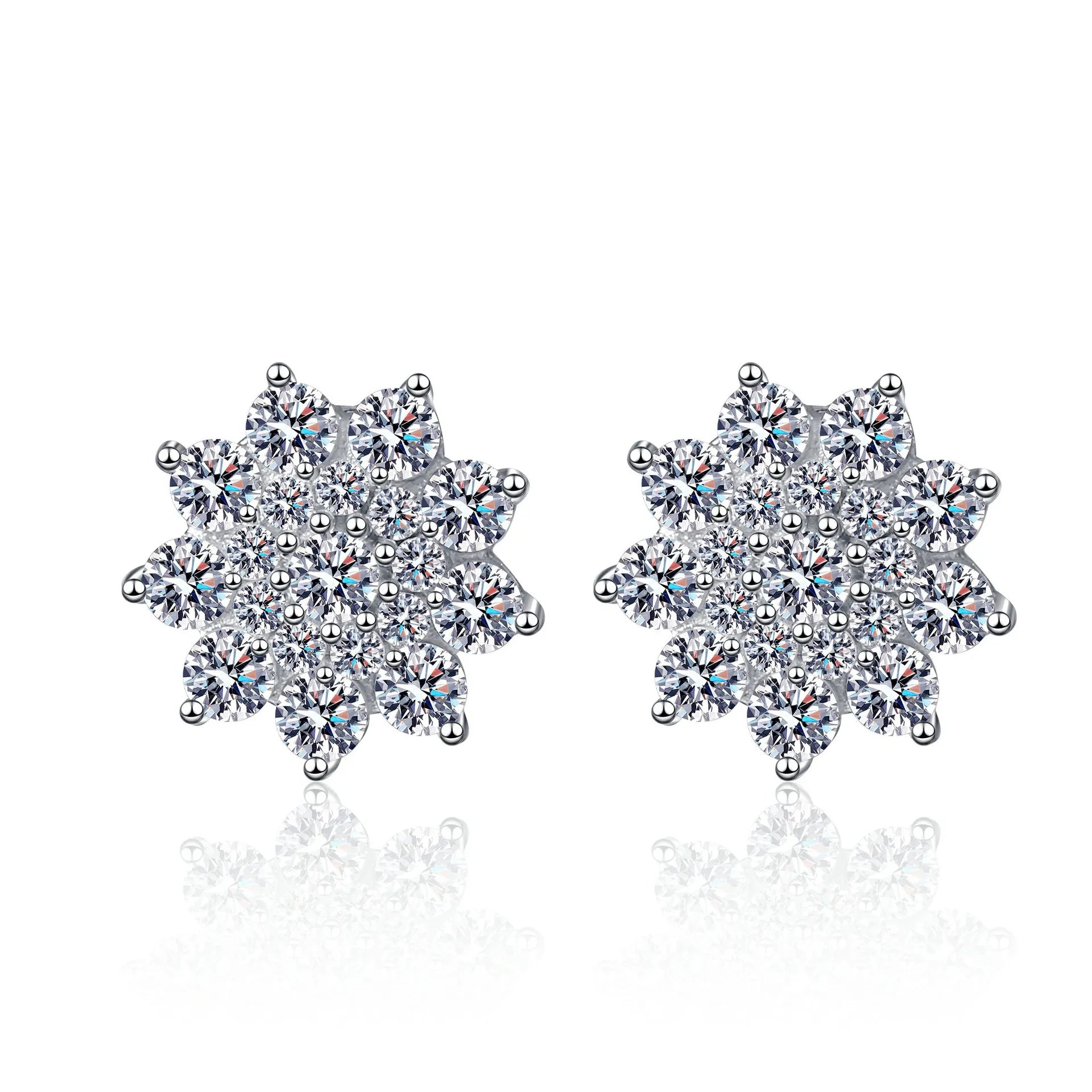 Factory Wholesale Sunflower Full Diamond 925 Sterling Silver Waterproof Nickel Free D Color Moissanite Earrings Female Earrings