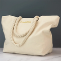 Women's Portable  Canvas Tote Bag with Long Handle Durable Cotton Shopping Bag for Cosmetic Daily Use
