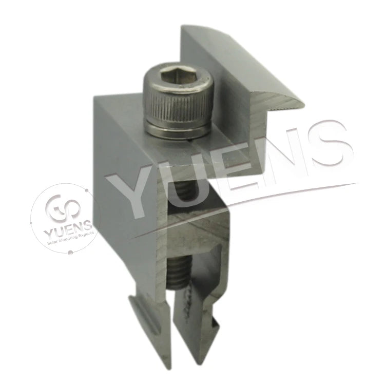 AL6005-T5 +SUS304 Yuens OEM Metal Roof Solar Mountings Brackets With End Clamp Kit Solar Structure System ISO/CE Certified