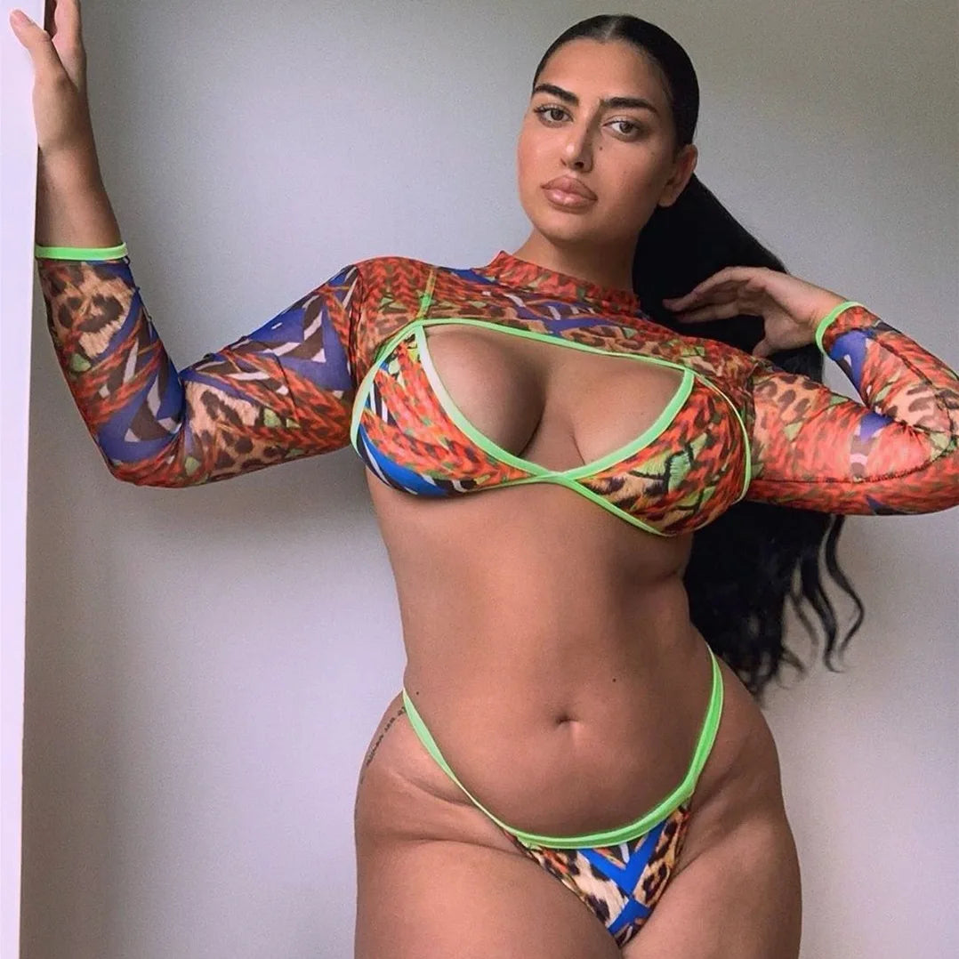 2024 Long Sleeve Beach 3 Piece Set Cover up Girls Swimwear Custom Split Plus Size S-6XL Swimsuits Women Oem Swimwear Beachwear