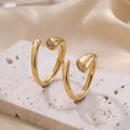 New Fashion PVD Gold Rings Set Size 3A Grade Clear Oval Zircon Inlaid Non-Fading Adjustable Stainless Steel Open Rings for Women