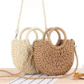 2026 Half Moon Durable Lightweight Knitted Paper Straw Small Shoulder Bag Casual Women's for Everyday Use