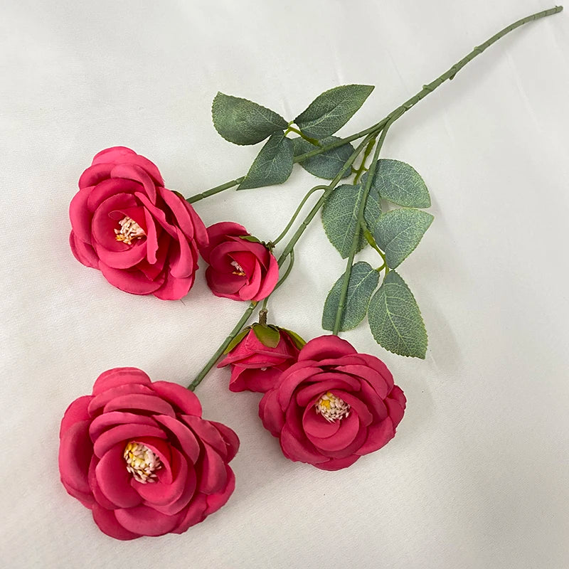 Multicolor-Rose Red Modern Style Artificial Flower Wedding Decoration 5 Fresh Roses