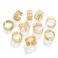INS Simple Stainless Steel 18K Gold Plated Geometric Open Layered Finger Ring Titanium Steel IP Three Layers Love Rings Jewelry