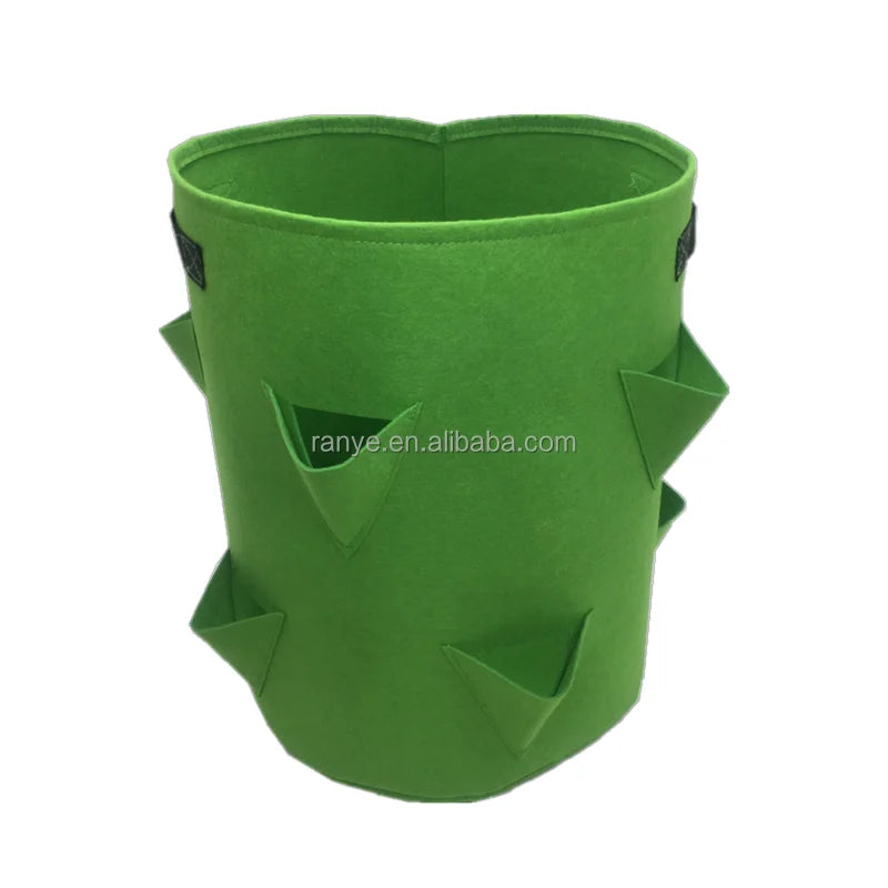 15 Gallons Strawberry Plant Bag with 8 Sides Planting Pockets Fabric Felt Material Heavy Duty Re-usable Grow Bag