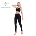 Custom Logo Women's High Waist Butt Lift Gym Yoga Leggings Breathable Fitness Pants Elastic Waist Plus Size Option Solid Pattern