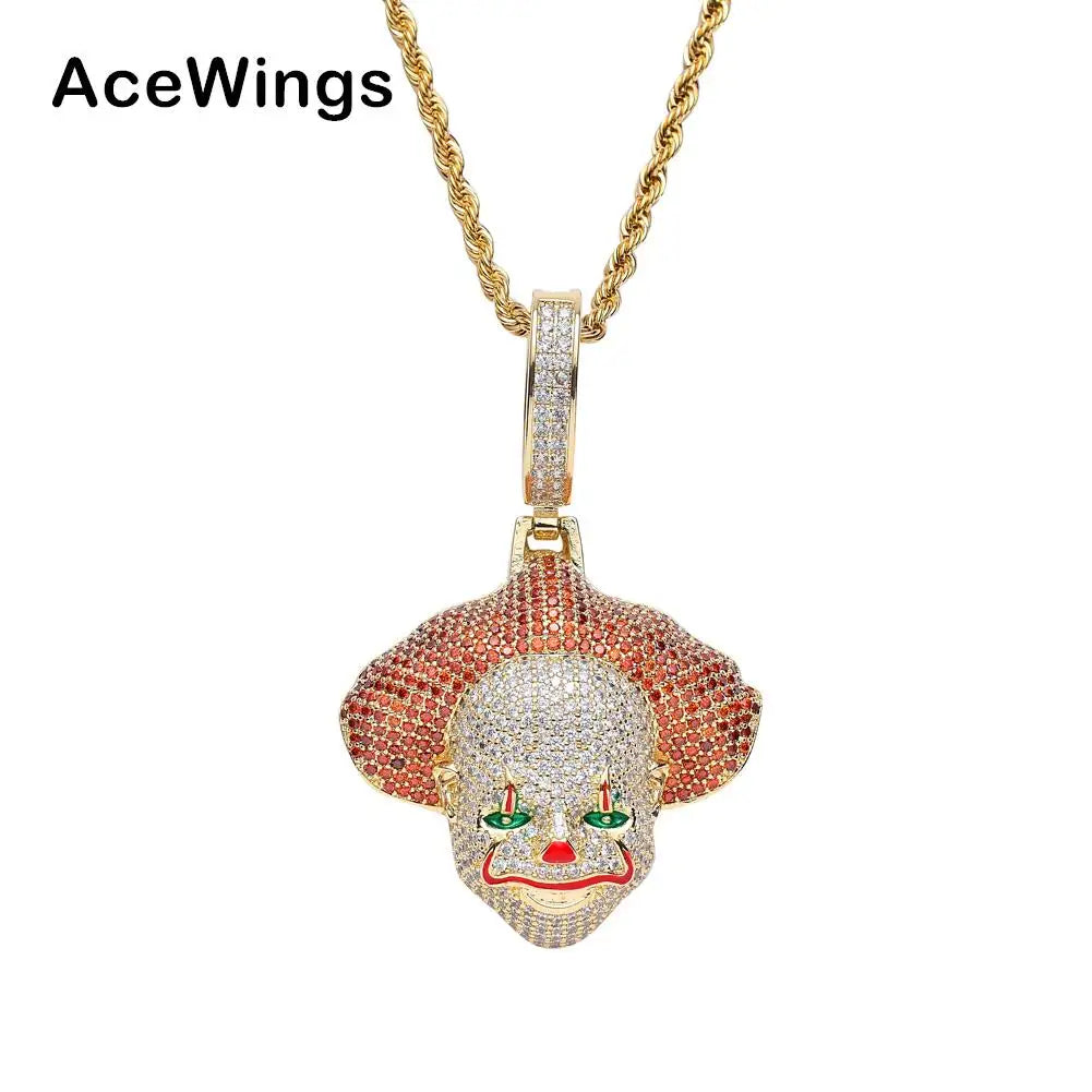 CN052  Gold Plated Brass Setting CZ Jewelry Hip Hop Rope Chain Pendant Necklace Jewelry for Men and Women