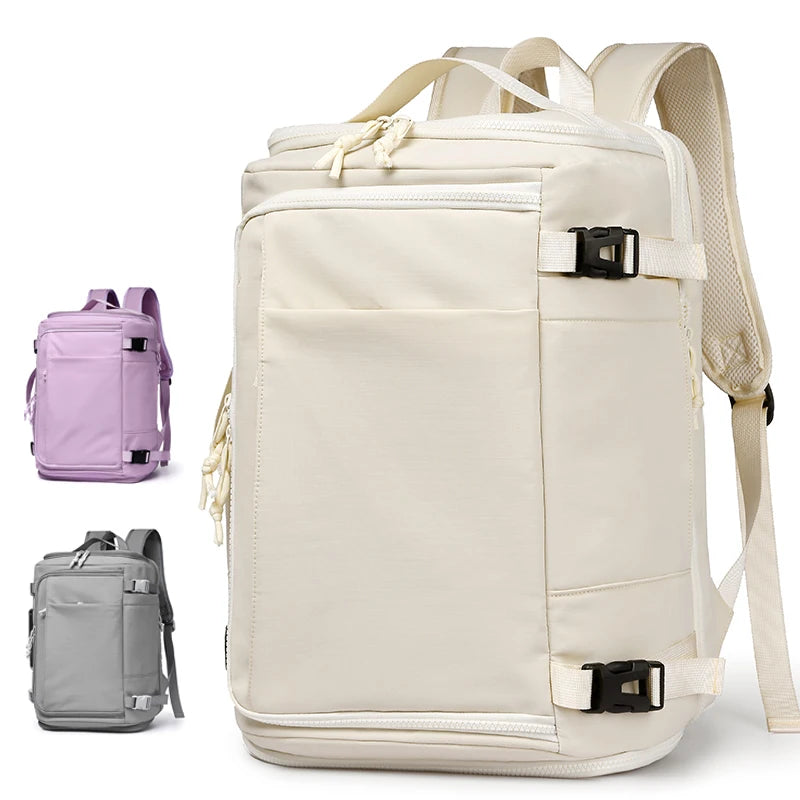 2025 Laptop Backpack Waterproof Sport Duffel Bag with Shoe Compartment Korean Bag for Girl Hiking Travel Mochila for Men Cream