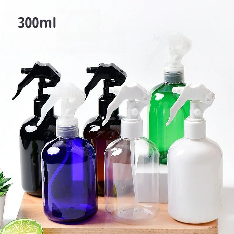 Custom 300ml PET Plastic Trigger Spray Bottles Refillable Fine Mist Nozzle Bottle for Cleaning Salon Hair Care Packaging