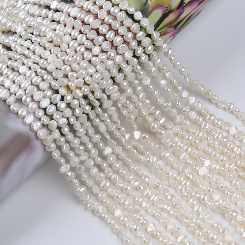 Natural 4-5mm White Baroque Freshwater Loose Pearls Strands Beads