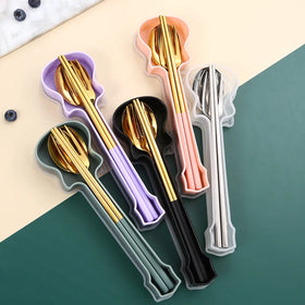 304 18/10 Premium Quality Korean Picnic Dinnerware Camping Portable Flatware Travel Stainless Steel Cutlery Set With Case