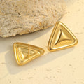 Stainless Steel 18k Gold Plated Necklace Earring Set European Fashion Jewelry Pieces Two Color Triangle Earrings for Women
