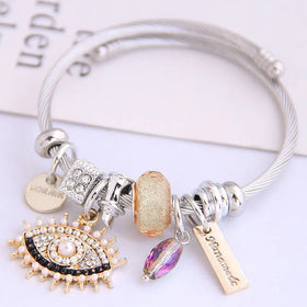 GT Multi-Element Angel Wings Eye Adjustable Bracelet Stainless Steel Adjustable Bracelets