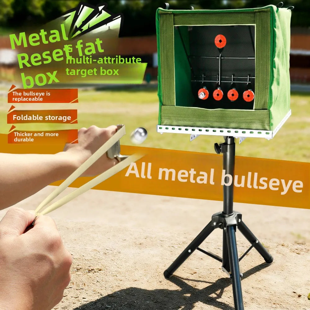 Metal Reset Indoor Shooting Target Stand with Thickened Canvas for Slingshot and Training