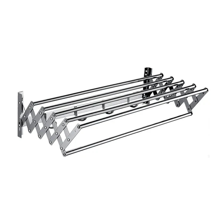 Customized OEM Stainless Steel Wall Mounted Retractable Towel Shelf With Clothes Hook Toallero De Hotel Wall Mount Towel Rack