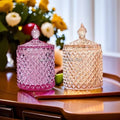 Wholesale Clear Empty Luxury  Glass Candle Jars With Glass Lid for Wedding 10oz Candy Jar