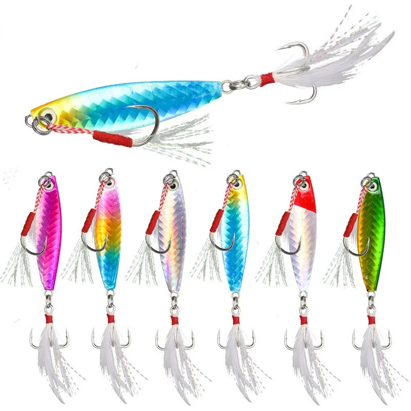 Fishing Lure Wholesale 7g 10g 15g 20g Metal Jigging Fishing Lure Jigs with Assist Hook Trolling Hard Lures