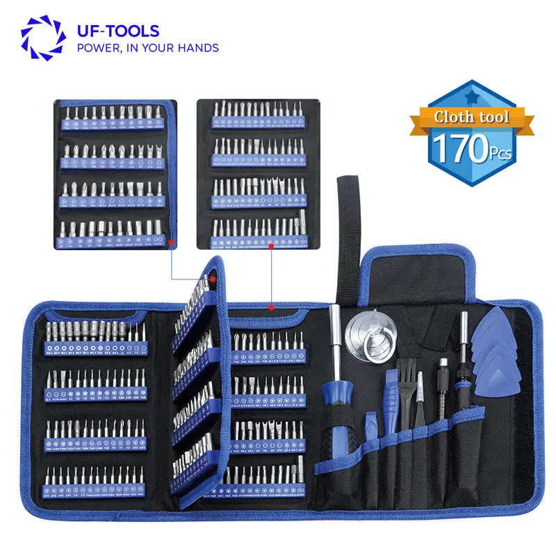 UFTOOLS 170 Piece Magnetic Bit Holder Screwdriver Bit Set for Phone Computer Repair