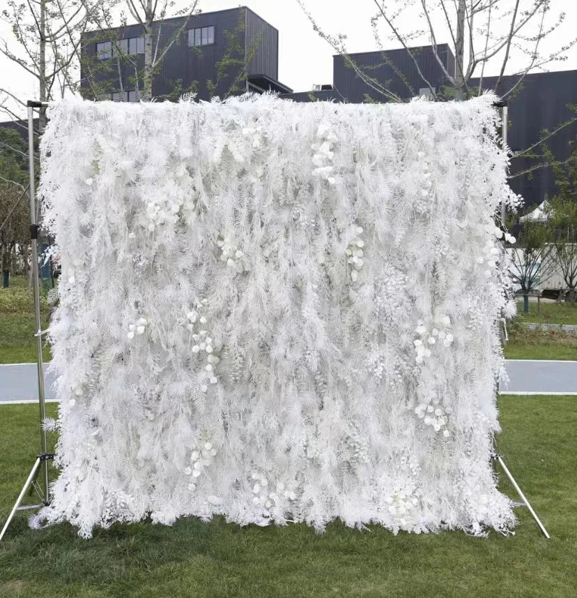 Q86 Wedding White Flower Backdrop Pampas Wall Wedding Decoration Artificial Flower Silk Wall Home Hotel Hanging Wall