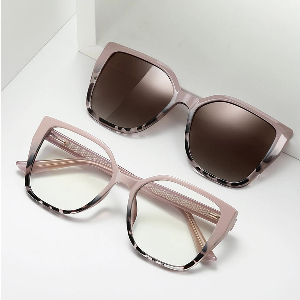 81013 Newest Women Clip on Sunglasses Popular Anti Blue Light Glasses 2 in 1