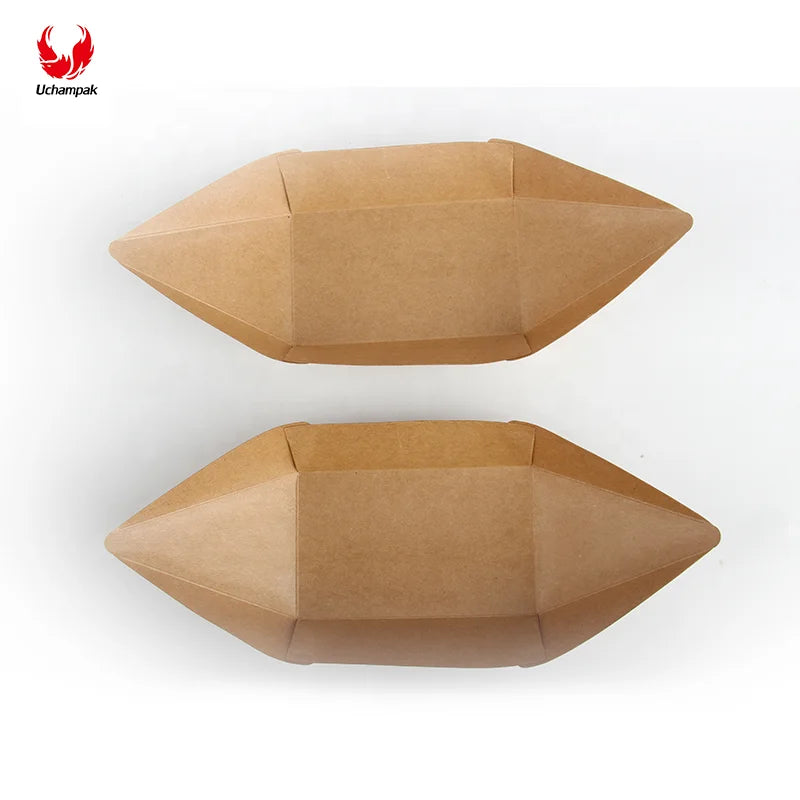 Paper Food Tray Disposable Kraft Paper Food Serving Tray Bulk Brown for Nachos Tacos BBQ Fries