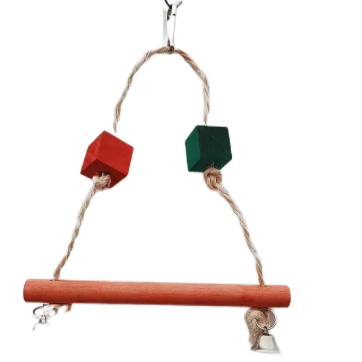 Swing Bird Toys Eco-Friendly Wood Chewing Toy for Budgerigar Parakeet Conure Cockatiel Love Birds-Accessory for Bird Cages