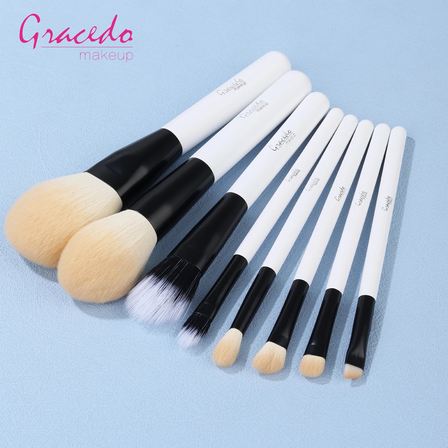 Gracedo Professional 8-Piece Wooden Handle Synthetic Hair Makeup Brush Set with Concealer Custom Logo Option Luxury Quality