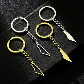 Manufacturer Stainless Steel Palestine Country Flag Charm Keychain 18K Gold Plated Palestine Map Pendant Key Chain
