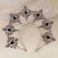 Headband Lolita Black Rose Devil Goddess Sun Halo Crown Headband Gorgeous Vintage Mary Baroque Tiara