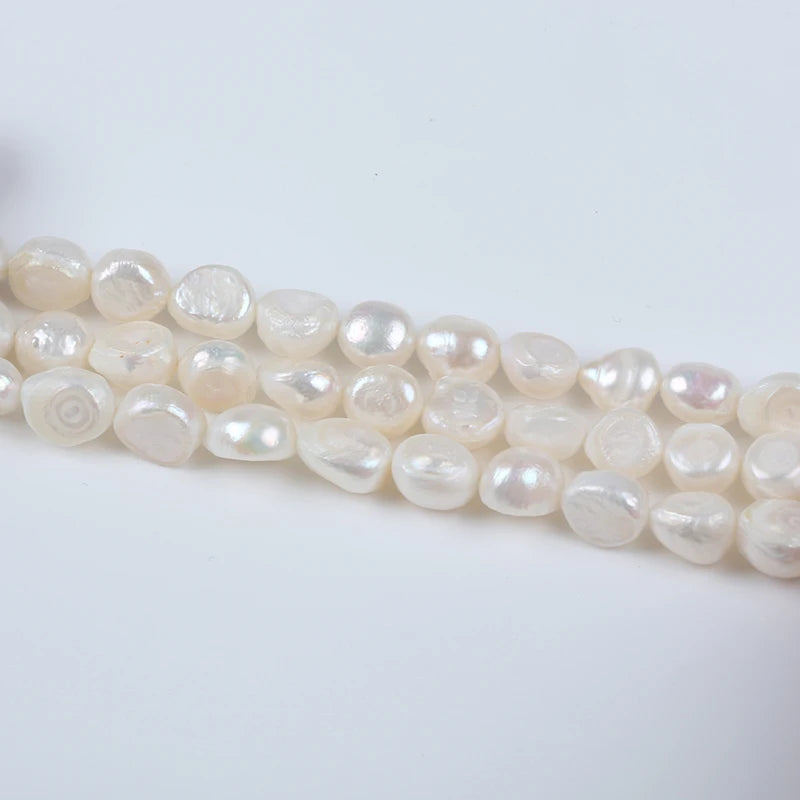 High Quality   10-11mm Loose Pearls  White  Baroque  Pearls Freshwater Pearl Strand  for Marking Jewelry 18cm