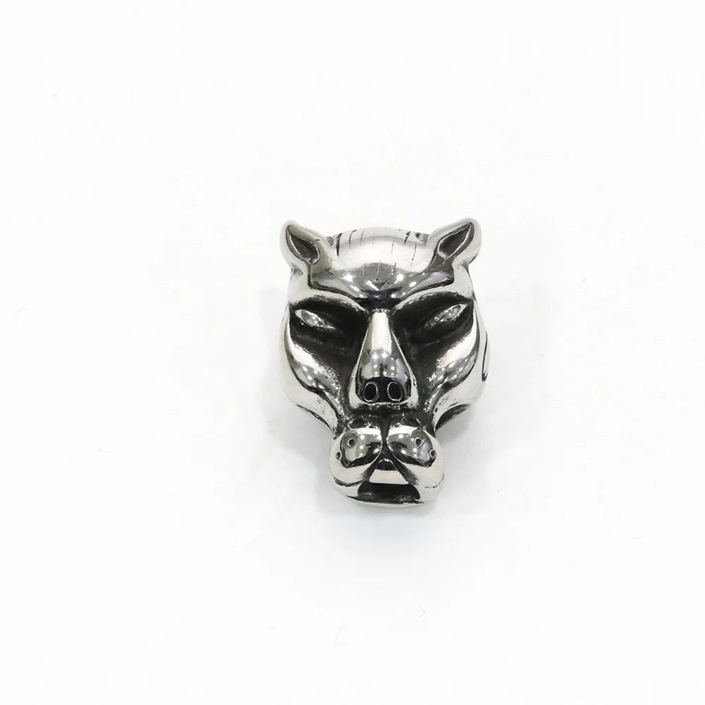 TY Stainless Steel Silver Animal Series Leopard Head Beads Accessories for DIY Bracelet Necklace Seams Bead Jewelry